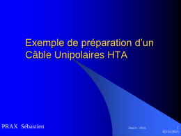 Exemple de préparation d’un Câble Unipolaires HTA  PRAX Sébastien  Source : Alroc 02/11/2015 Introduction       Dans ce diaporama nous verrons la préparation d’un câble HTA unipolaire de.