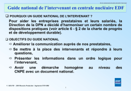 Kit de communication du guide national de l’intervenant  Guide national de l’intervenant en centrale nucléaire EDF  POURQUOI UN GUIDE NATIONAL DE.