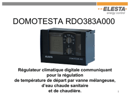DOMOTESTA RDO383A000  Régulateur climatique digitale communiquant pour la régulation de température de départ par vanne mélangeuse, d’eau chaude sanitaire et de chaudière.