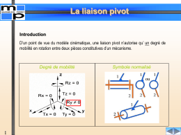 La liaison pivot Introduction D’un point de vue du modèle cinématique, une liaison pivot n’autorise qu’ un degré de mobilité en rotation entre.