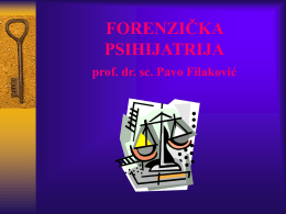 FORENZIČKA PSIHIJATRIJA prof. dr. sc. Pavo Filaković   DEFINICIJA  Forenzička psihijatrija (sudska psihijatrija)  je psihijatrija primijenjena u sudske svrhe.   CONSTITUTIO CRIMINALIS THERESIANA (1768)  "za zločin se može,