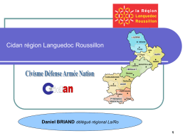 Cidan région Languedoc Roussillon  Daniel BRIAND délégué régional La/Ro  2 trophées – 5 actions – 2 idées citoyennes  2 trophées : -Le trophée Cidan.