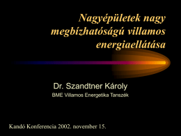 Nagyépületek nagy megbízhatóságú villamos energiaellátása  Dr. Szandtner Károly BME Villamos Energetika Tanszék  Kandó Konferencia 2002.