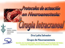 Dra Lydia Salvador  Grupo de Neuroanestesia Servicio de Anestesiología, Reanimación y Tratamiento del Dolor. Consorcio Hospital General Universitario de Valencia.