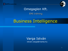 Omegaglen Kft. EMI tréning  Business Intelligence  Varga István istvan.varga@manta.hu „A több ezer mérföldes utazás is egyetlen lépéssel kezdődik.” Ősi Kínai közmondás.