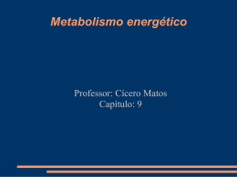 Metabolismo energético  Professor: Cícero Matos Capítulo: 9 Energia dos alimentos. Lei número 1: Nos processos físicos e químicos a energia pode ser ganha ou.