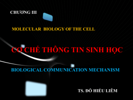 CHƯƠNG III  MOLECULAR BIOLOGY OF THE CELL  CƠ CHẾ THÔNG TIN SINH HỌC BIOLOGICAL COMMUNICATION MECHANISM  TS.