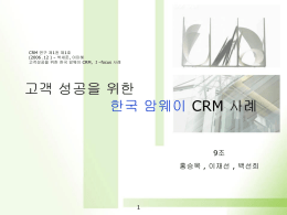 CRM 연구 제1권 제1호 (2006 .12 ) – 박세준, 이미혜 고객성공을 위한 한국 암웨이 CRM, I –focus 사례  고객 성공을 위한 한국 암웨이 CRM.