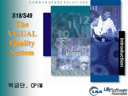 C O M M O N S E N S E S O L U T I O N S  S18/S49  Introduction  The VISUAL Quality System  박금단,