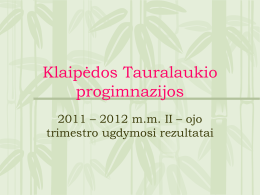 Klaipėdos Tauralaukio progimnazijos 2011 – 2012 m.m. II – ojo trimestro ugdymosi rezultatai   2012 m.