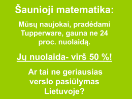 Šaunioji matematika: Mūsų naujokai, pradėdami Tupperware, gauna ne 24 proc. nuolaidą.  Jų nuolaida- virš 50 %! Ar tai ne geriausias verslo pasiūlymas Lietuvoje?   Šaunioji matematika: Naujasis Tupperware krepšys tampa visiška.