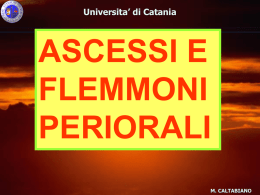 Universita&rsquo; di Catania  ASCESSI E FLEMMONI PERIORALI M. CALTABIANO   Universita&rsquo; di Catania  ASCESSI E FLEMMONI PERIORALI ETIOPATOGENESI  M.