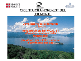 ORIENTARSI A NORD-EST DEL PIEMONTE L’evoluzione della domanda di lavoro  nella provincia Del V.C.O.