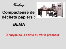Ecolpap Compacteuse de déchets papiers : BEMA Analyse de la sortie du vérin presseur   Demande d’intervention  Allo la maintenance ? La machine est en panne !!! Demande d’intervention  Support :