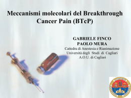 Meccanismi molecolari del Breakthrough Cancer Pain (BTcP) GABRIELE FINCO PAOLO MURA Cattedra di Anestesia e Rianimazione Università degli Studi di Cagliari A.O.U.