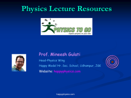Physics Lecture Resources  Prof. Mineesh Gulati Head-Physics Wing Happy Model Hr. Sec. School, Udhampur, J&K  Website: happyphysics.com  happyphysics.com   Ch 31 Alternating Current  © 2005 Pearson Education   31.1 Phasors.