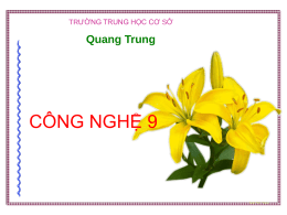 TRƯỜNG TRUNG HỌC CƠ SỞ  Quang Trung  CÔNG NGHỆ 9  Ñaëng Höõu Hoaøng.