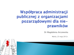 Dr Magdalena Arczewska Maróz, 25 maja 2012r.   1980 – NSZZ Solidarność 1981 – Stan Wojenny 1984 – ustawa o fundacjach 1989 – wolne wybory, ustawa.