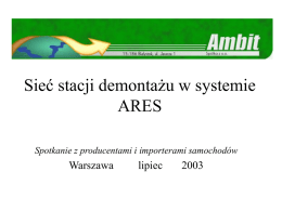 Sieć stacji demontażu w systemie ARES Spotkanie z producentami i importerami samochodów  Warszawa  lipiec.