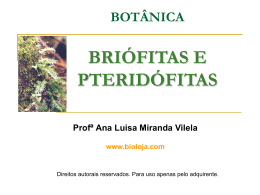 BOTÂNICA  BRIÓFITAS E PTERIDÓFITAS Profª Ana Luisa Miranda Vilela www.bioloja.com  Direitos autorais reservados. Para uso apenas pelo adquirente.