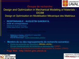 Groupe de recherche: Design and Optimization in Mechanical Modeling of Materials DO3M Design et Optimisation en Modélisation Mécanique des Matériaux • RESPONSABLE :