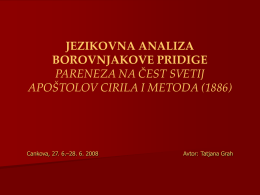 JEZIKOVNA ANALIZA BOROVNJAKOVE PRIDIGE PARENEZA NA ČEST SVETIJ APOŠTOLOV CIRILA I METODA (1886)  Cankova, 27.