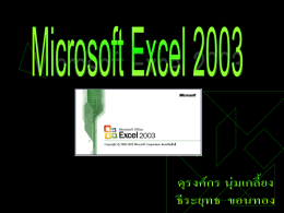 โปรแกรม Microsoft Excel 2003 ความหมายและความสาคัญของโปรแกรม Microsoft Excel 2003 การเข้าสู่โปรแกรมและการออกจากโปรแกรม Microsoft Excel 2003 ส่ วนประกอบต่างๆของโปรแกรม Microsoft Excel 2003  จบการนาเสนอ.