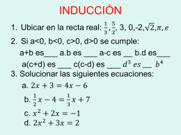 INDUCCIÓN   AXIOMAS DE ORDEN Tienen como propósito estudiar las propiedades de orden de los números reales   DESIGUALDADES  PROPIEDADES  INECUACIONES  INTERVALOS  CLASES  PRIMER GRADO  CON VALOR ABSOLUTO  REPRESENTACION GRAFICA  CUADRATICA  RACIONALES   DESIGUALDADES Una desigualdad es una expresión algebraica relacionada por.