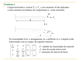 Problema 1 Cargas horizontal e vertical Fx e Fy e um momento M são aplicados a uma estrutura em balanço de comprimento.