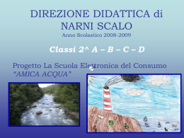 DIREZIONE DIDATTICA di NARNI SCALO Anno Scolastico 2008-2009  Classi 2^ A – B – C – D Progetto La Scuola Elettronica del Consumo “AMICA ACQUA”   ….”chiare.