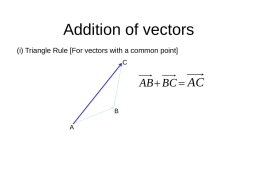 Addition of vectors (i) Triangle Rule [For vectors with a common point] C  AB  BC  AC B  A.