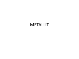 METALLIT   K epämetalli, P puolimetalli, V metalli   Mitkä ovat metallien tyypillisimmät ominaisuudet? http://www.youtube.com/watch?v=6ZY6d6jrq-0 Metallisidos http://opetus.tv/ylakoulu/kemia/kemiallinensidos/metallisidos/   Metalli, pääpiirteitä: • • • •  Sähkön- ja lämmönjohtavuus Muokattavuus (taottavuus) Metallikiilto Valon läpäisemättömyys  • • • •  Tiheitä ja korkea sulamispiste Kiinteitä huoneenlämmössä, paitsi elohopea 1-3 uloimman.