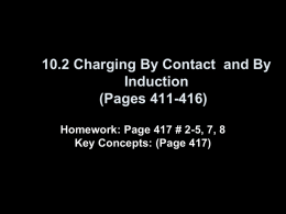 10.2 Charging By Contact and By Induction (Pages 411-416) Homework: Page 417 # 2-5, 7, 8 Key Concepts: (Page 417)   • An electroscope is a.