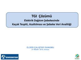 TGI Çözümü Elektrik Dağıtım Şebekesinde Kaçak Tespiti, Azaltılması ve Şebeke Veri Analitiği  ELDER ÇALIŞTAYI SUNUMU 27 NİSAN 2015, Ankara.