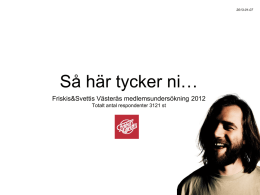 2013-01-07  Så här tycker ni… Friskis&Svettis Västerås medlemsundersökning 2012 Totalt antal respondenter 3121 st   1.