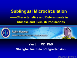 Sublingual Microcirculation ——Characteristics and Determinants in Chinese and Flemish Populations  Yan Li  MD PhD  Shanghai Institute of Hypertension http://www.rjh.com.cn.