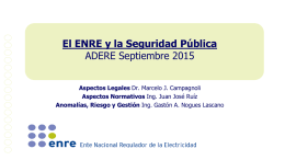 El ENRE y la Seguridad Pública ADERE Septiembre 2015 Aspectos Legales Dr.