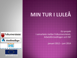 EU-projekt i samarbete mellan Folkuniversitetet, Arbetsförmedlingen och ESF januari 2012 – juni 2014    MÅLGRUPP     utrikesfödda, som står långt från arbetsmarknaden, i åldrarna 25-64 år samtliga har.