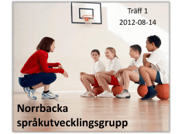 Träff 1 2012-08-14  Norrbacka språkutvecklingsgrupp Språket i Lgr 11 Språk, lärande och identitetsutveckling är nära förknippade.