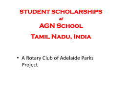 STUDENT SCHOLARSHIPS at  AGN School Tamil Nadu, India  • A Rotary Club of Adelaide Parks Project   Dr.