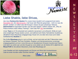 Liebe Shaktis, liebe Shivas, das neue Dankeschön-System für unsere Assis bewährt sich ausgezeichnet (siehe Newsletter 02); die Männersache 1 hat heuer alle.