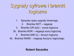 Sygnały cyfrowe i bramki logiczne Sposoby opisu sygnału binarnego 2. Bramka NOT – negacja 3.