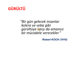 GÜRÜLTÜ "Bir gün gelecek insanlar kolera ve veba gibi gürültüye karşı da amansız bir mücadele verecekler." Robert KOCH (1910)