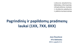 Pagrindinių ir papildomų pradmenų laukai (1XX, 7XX, 8XX) Asta Čitavičienė KTU biblioteka 2013 m.