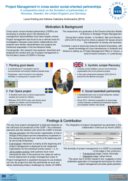 Project Management in cross-sector social-oriented partnerships A comparative study on the formation of partnerships in Romania, Sweden, the United Kingdom and Germany Laura.