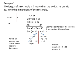 Example 2. The length of a rectangle is 7 more than the width.