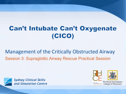 Management of the Critically Obstructed Airway Session 3: Supraglottic Airway Rescue Practical Session  Sydney Clinical Skills and Simulation Centre.