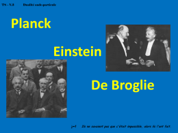 TS – V.3  Dualité onde-particule  Planck Einstein De Broglie j∞f  Ils ne savaient pas que c'était impossible, alors ils l'ont fait.