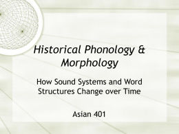 Historical Phonology & Morphology How Sound Systems and Word Structures Change over Time Asian 401