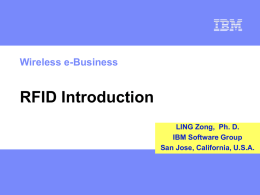 Wireless e-Business  RFID Introduction LING Zong, Ph. D. IBM Software Group San Jose, California, U.S.A.   http://software.nju.edu.cn/lingzong  About Speaker LING Zong (凌棕), Ph.